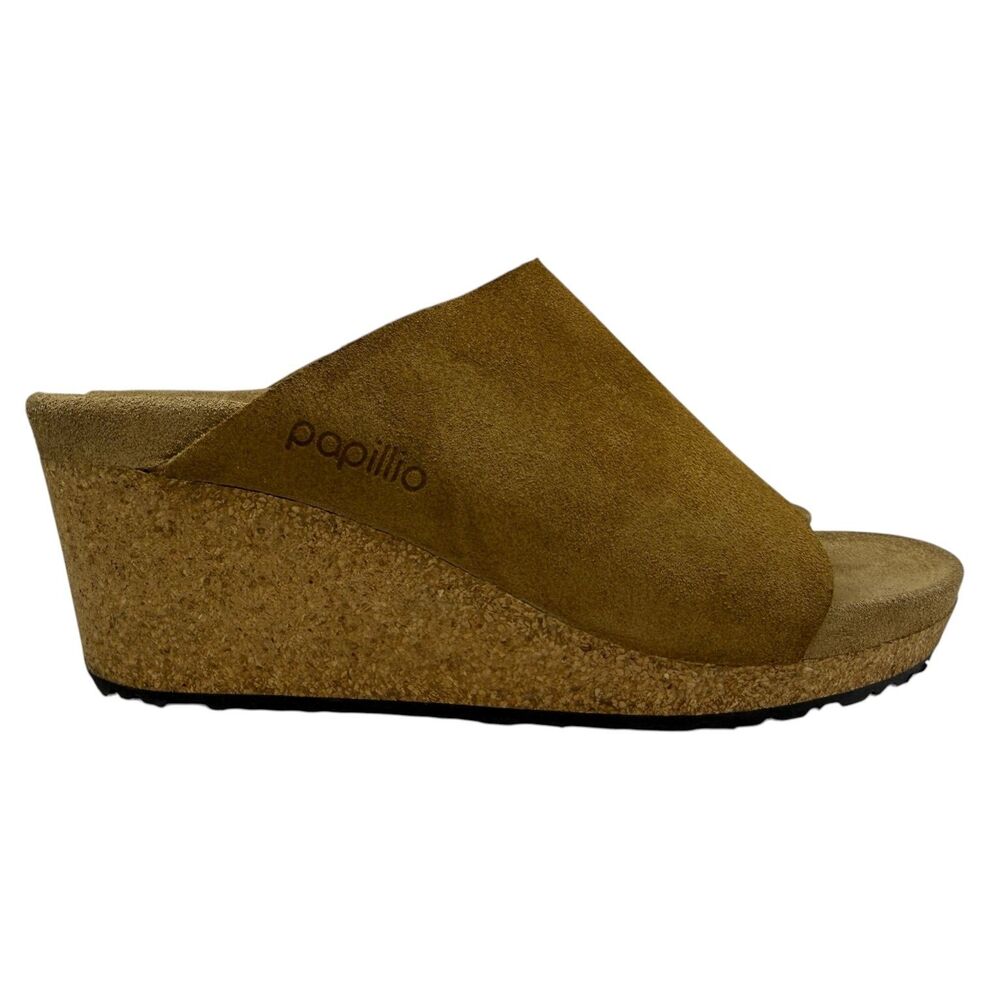 Papillio by Birkenstock Women's Tan Suede Wedge Slide Sandals EU 36 US 5